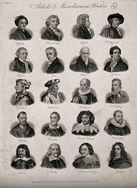 Twenty portraits of famous men. Engraving by J.W. Cook, 1825.
