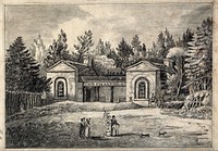 A chalybeate spring, within a small pavilion. Pencil drawing.