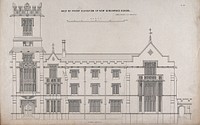 Kingswood School, Surrey: front elevation. Transfer lithograph after J. Wilson.