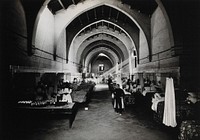 Hospital de la Santa Cruz, Barcelona: ward of San Pedro. Photograph, ca.1900.