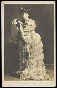 K. Scott-Barrie in character as "The entertainer". Process print, 190-.
