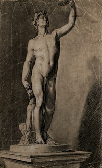 The Bacchus by Jacopo Sansovino. Pencil drawing by R. Earlom after Sansovino.