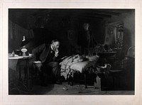A physician watching over a sick child. Photogravure by Goupil, 1893, after L. Fildes.