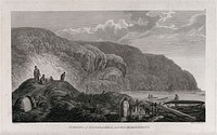 People from Unalaska, Alaska, and one of their huts, with canoes and fishing equipment; encountered by Captain Cook on his third voyage (1777-1780). Etching by J. Hall and S. Middiman, 1784, after J. Webber.