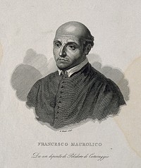 Francesco Maurolico. Line engraving by G. Guzzi after P. da Caravaggio.
