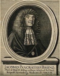 Jacob Pancraz Bruno. Line engraving by W. P. Kilian, 1682.