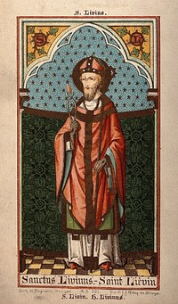 Saint Livinus. Colour lithograph.