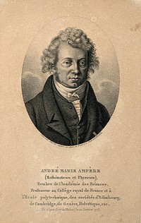 André Marie Ampère. Stipple engraving by A. Tardieu after himself, 1825.