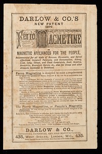 Darlow & Co.'s new patent (1874) Ferro Magnetine.
