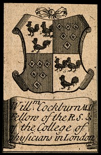 William Cockburn: his bookplate. Line engraving.