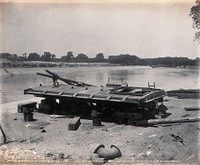 Menufia Canal, Egypt: reconstruction work to the first Aswan Dam: a sluice gate ready for rivetting. Photograph by F. Fiorillo, 1910.