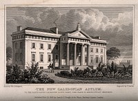 Royal Caledonian Asylum, London: perspective view. Etching by T. Barber after T.H. Shepherd, 1828.