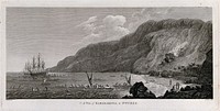 The shore of Kealakekua in Hawaii. Engraving by W. Byrne, 1784, after J. Webber, 17--.