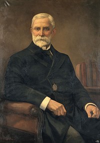 Sir Thomas Lauder Brunton, Bt., writer on pharmacology and therapeutics. Oil painting by Harry Herman Salomon after a photograph.