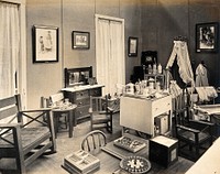 The 1904 World's Fair, St. Louis, Missouri: a (Swedish ) exhibit showing a child's nursery: furnishings and accessories. Photograph, 1904.