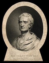 Sir Isaac Newton. Stipple engraving by E. Scriven after L. Allen after L. F. Roubiliac.