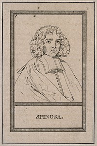 Benedictus (Baruch) Spinoza. Line engraving.
