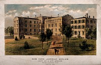 Juvenile Asylum, New York City. Coloured lithograph.