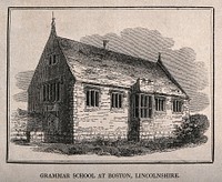 The Grammar school, Boston, Lincolnshire. Line engraving.