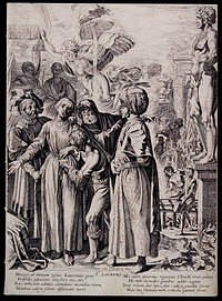 The martyrdom of Saint Laurence of Rome. Etching by P. Soutman after A. Elsheimer.
