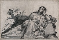 Saint Mary Magdalen. Engraving by C. Mellan after himself.