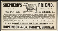 Shepherd's Friend : a speedy and an effectual cure for the foot halt in sheep, &c. / Hopkinson & Co.