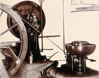 Imperial Bacteriological Laboratory, Muktesar, Punjab, India: a centrifugal machine and gas motor. Photograph, 1897.