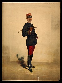 Franco-Prussian War: a French army medical officer (1st class) in his uniform. Chromolithograph, c. 1870.