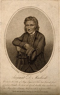 Serjeant D. Macleod, aged 102. Stipple engraving by J. Grozer, 1791, after W.R. Bigg.