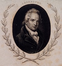 John Abernethy. Stipple engraving after Sir T. Lawrence.