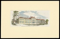 Metropolitan Convalescent Hospital, Walton-on-Thames. Coloured wood engraving, 1854, after J. Clarke.