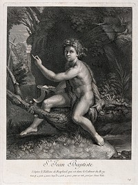 Saint John the Baptist. Engraving by S. Vallée after Raphael.
