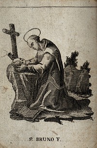 Saint Bruno of Cologne. Engraving.