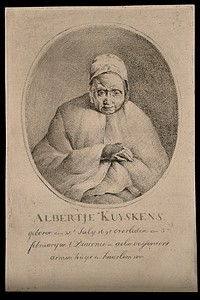 Albertje Kuyskens, aged 102. Engraving.