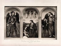 Saint Mary (the Blessed Virgin) with the Christ Child, Saint Michael and Raphael with Tobias. Photogravure after P. Vannucci, il Perugino.