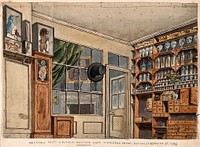 An interior of 'Marshalls', a famous dentist's shop near Berwick Street, Soho. Watercolour, 1789.