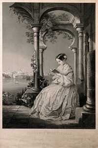 Florence Nightingale. Line engraving by W. Wellstood, 1856, after J. B. Wandesforde.