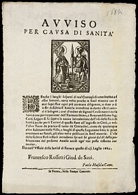 Avviso per causa di sanità / Francesco Rossetti.