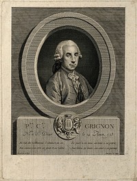 Pierre Clément Grignon. Line engraving by S. C. Miger, 1776, after A. Pujos.