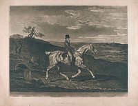 A country doctor riding a horse. Mezzotint by H. Macbeth-Raeburn, ca. 1900 .