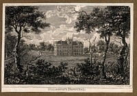 Gillespie's Hospital and grounds. Line engraving by A. Campbell after himself.