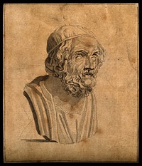 A bust reputed to be of Homer. Drawing, c. 1791.