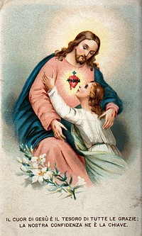 A believing soul embracing Christ's Sacred Heart. Colour