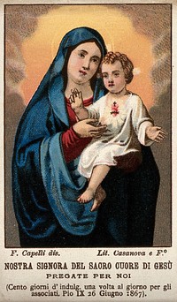 The Virgin of the Sacred Heart of Jesus in S. Maria Maggiore in Bologna. Colour lithograph after F. Capelli.