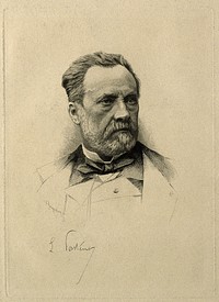 Louis Pasteur. Etching by Champollion, 1883.