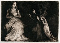 The annunciation to the Virgin. Etching.