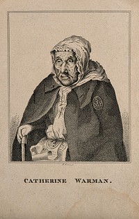 Catherine Warman, a very old lady. Engraving by R. Graves.