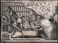 A surgery where all fantasy and follies are purged and good qualities are prescribed. Line engraving by M. Greuter, c. 1600.