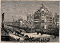 The London Hospital, Whitechapel: Queen Victoria returning in procession from the hospital. Wood engraving, 1876.