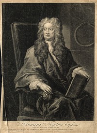 Sir Isaac Newton. Mezzotint by J. Faber, junior after J. Vanderbank, 1726.